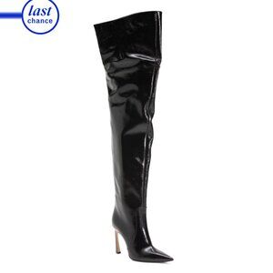 VICTORIA BECKHAM Black Made In Italy Patent Leather Over The Knee Boots